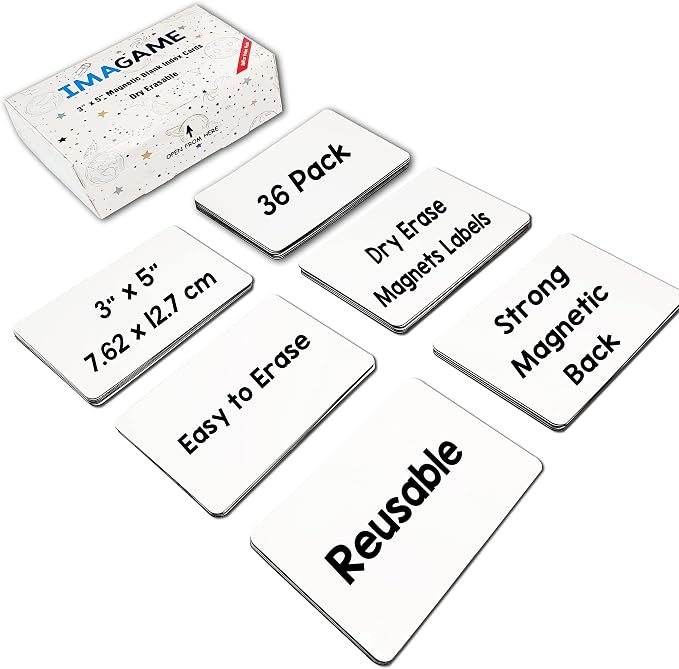 Dry Erase Magnets, Blank Magnetic Dry Erase Lables, 36Pack, 3" x 5" | Erasable Magnets for Whiteboard, Multipurpose White Magnetic Labels to Write On, For Classroom, Home, Education, Office