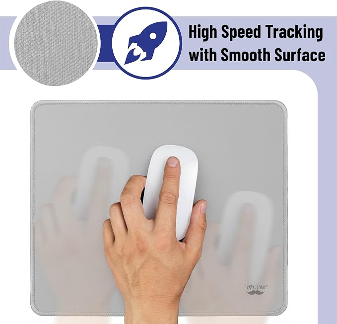 Mr. Pen- Mouse Pad with Anti-Fray Stitched Edges, 12.5"x 10.5", 2 Pack | Cool Gray, Computer & Gaming Mouse Mat for Laptop, Office & Home, Anti-Slip Rubber Base, Spill-Resistant Surface