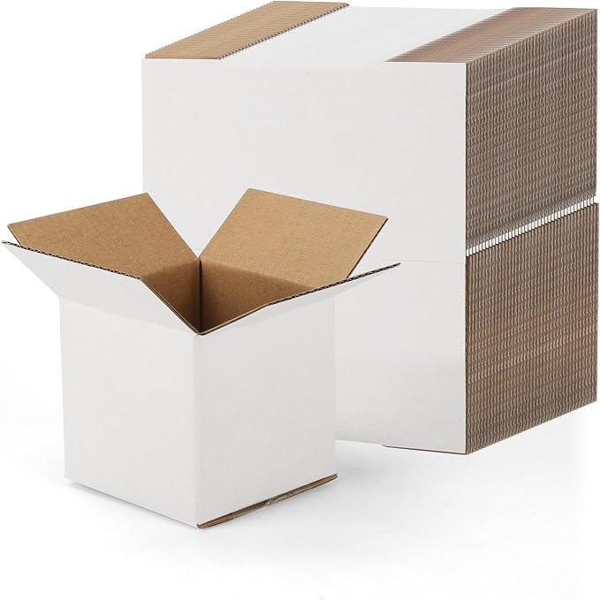 50-Pack Shipping Boxes 3x3x3 Inches, White | Corrugated Cardboard Box for Business Packing, Shipping, and DIY, Easy to Fold and Assemble