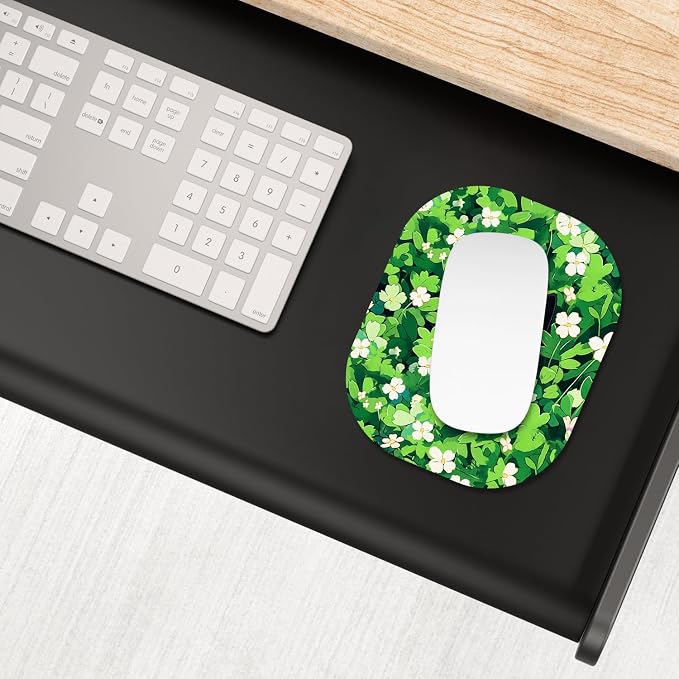 Small Mouse Pad, 6 x 7 Inch, Oval Mini Mouse Pad with Non-Slip Rubber Base for Laptop Wireless Mouse Keyboard Tray Mousepad, Flower Cat