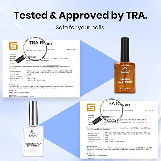 Beetles 3Pcs 15ml HEMA-Free Nail Prep & Glue Set, Professional Protein Nail Prep Acid-Free Dehydrate Bond Primer, TPO Free 9 in 1 Glue Gel for Nail Tips Clear Press On Nails Extension