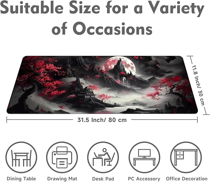 Gaming Mouse Pad Desk Pad XL Large Mouse Mat Office Decor Accessories (Dark Moon)
