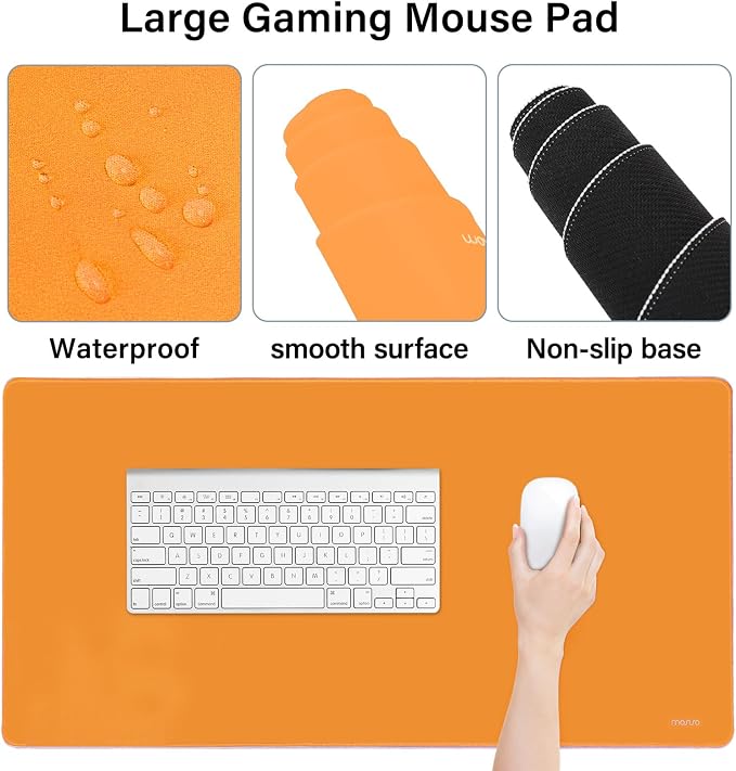 MOSISO Keyboard Mouse Pad Set, Large Gaming Mousepad&Keyboard Wrist Rest | Mouse Wrist Rest&Coaster, Ergonomic Non-Slip Mousepad&Easy Typing Cushion with Memory Foam for Home Office, Orange