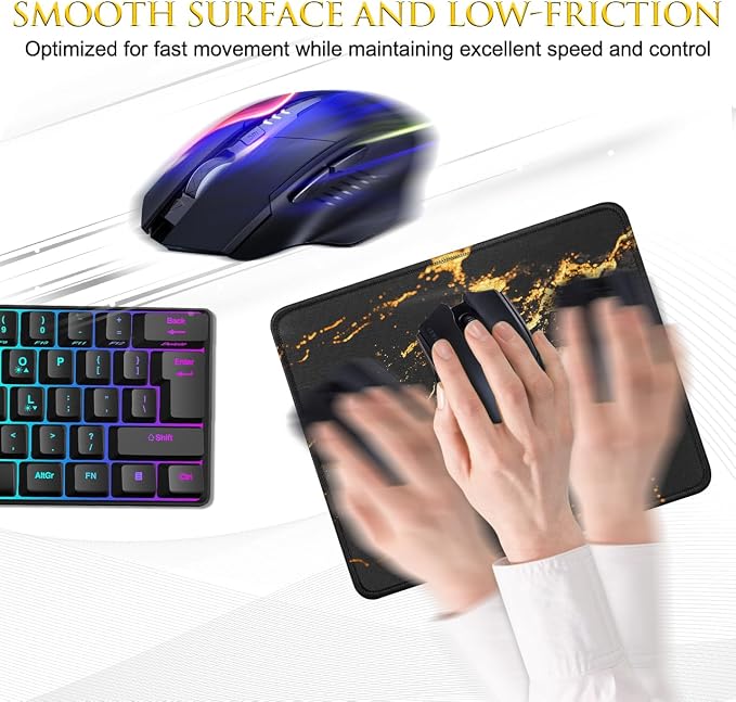 JIKIOU 3 Pack Mouse Pad with Stitched Edge,Portable Size-10.2x8.3in Gilding | Anti-Fray, Comfortable Smooth Lycra Surface, Non-Slip Rubber Base, Machine Washable Fade-resistant, Compatible with All Mice