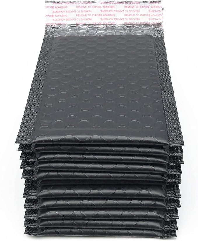 3.5x5 Inch Black Poly Bubble Mailers Small Padded Envelopes Self-Sealing Shipping Bags 100 Pack