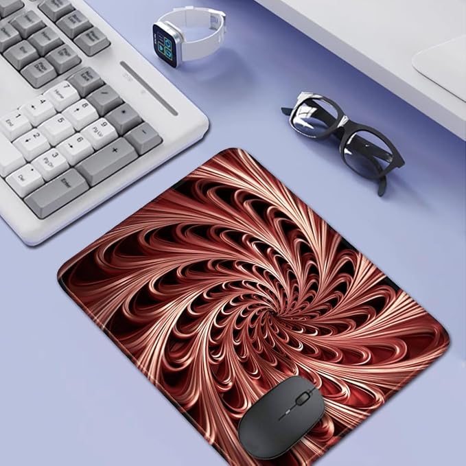 Spiral Geometric Patterns, Aesthetic Abstract Modern Gaming Mouse Pad, 26x21cm