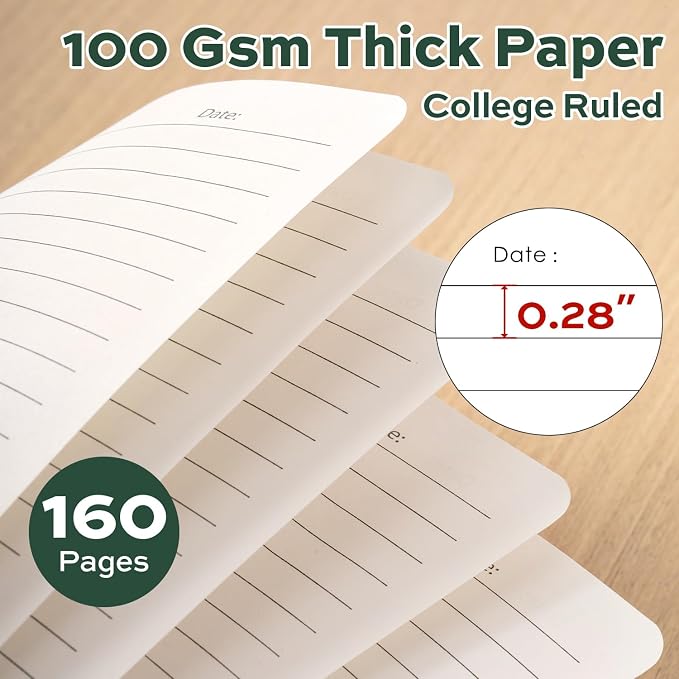 deli Dark GreenLined Spiral Journal Notebook, 160 Pages, A5 (5.5"x8") Hardcover Writing Notebook, College Ruled Spiral Bound Journal for Women & Men - Perfect for Work, School, Office & Note Taking