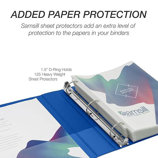 Samsill Durable 1.5 Inch Binder, D Ring Binder, 100% Recycled Chipboard, Blueberry