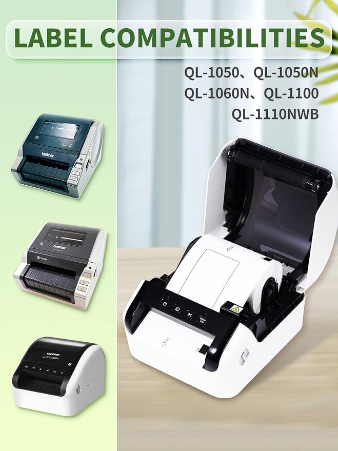 DK-1241 Replace for Brother QL-1110NWB Labels 4x6 for QL-1100 QL-1050 | QL-1050N QL-1060N Paper, Large Shipping Address Thermal Labels, 200/ Roll, Die-Cut Paper, 102mm x 152mm, 6-Rolls with 1 Frame