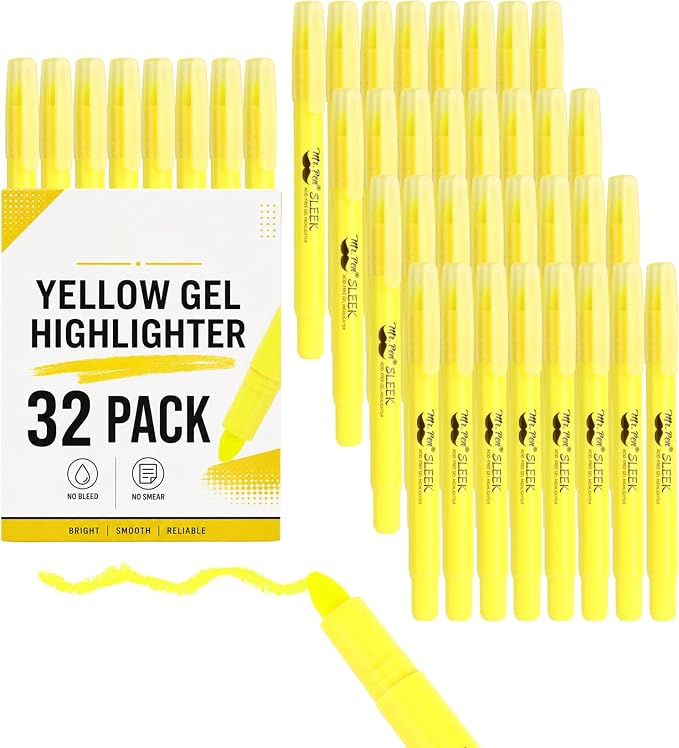 Mr. Pen- Bulk Yellow Gel Highlighter, 32 Pack, Twist-Up Bible Highlighters