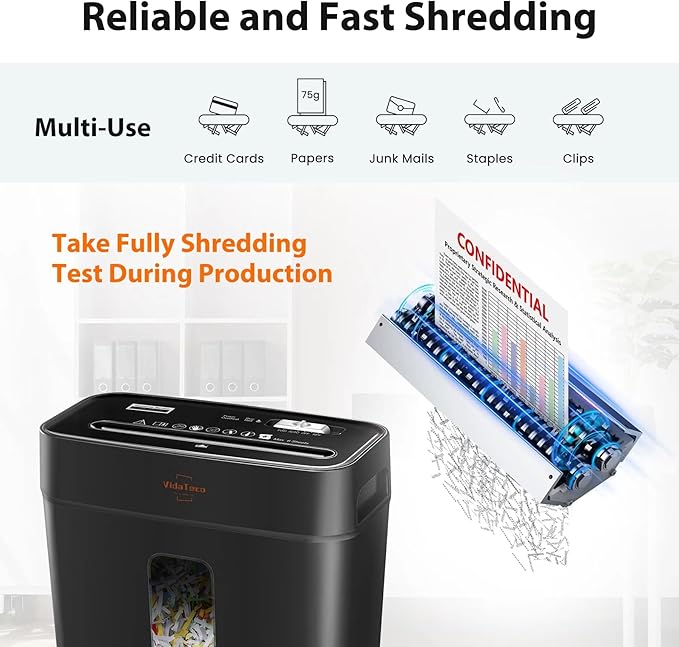 Paper Shredder for Home Use 6-Sheet Cross-Cut Shredder,Also Shred Card/Clip/Staple,P-4 Higher Security,Small Document Shredding Machine for Office,Heavy Duty with Jam Proof,3.04-Gal Bin