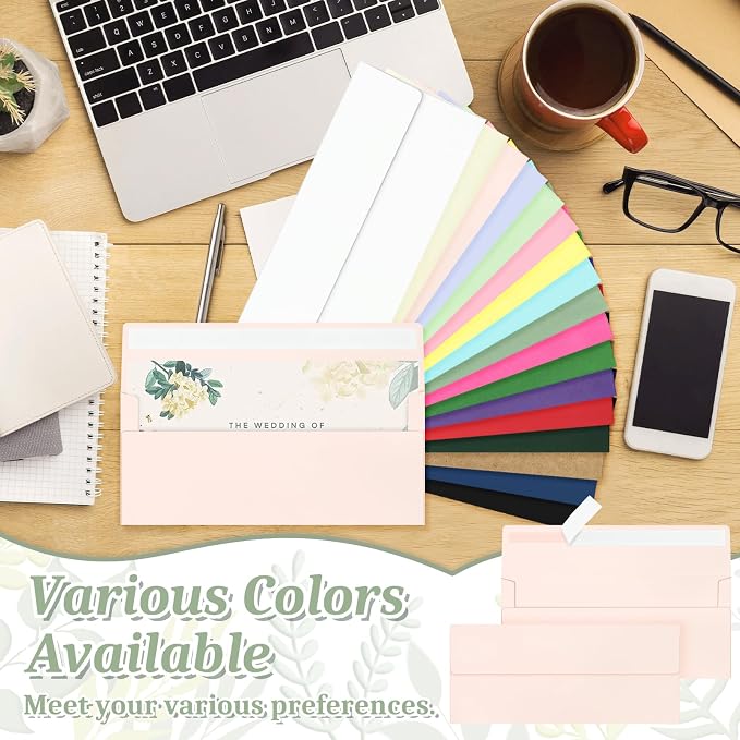 200 Light Pink #10 Business Envelopes, Self Seal Standard Envelopes, Windowless Business Mailing Envelopes for Office, Checks, Letters, Invoices, Statements, Wedding, 4-1/8 x 9-1/2 inch