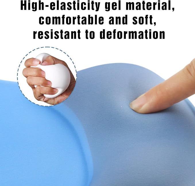 Ergonomic Mouse Pad with Wrist Rest - Gel Wrist Support Mousepad with Non-Slip PU Base for Computer, Laptop, Office & Home