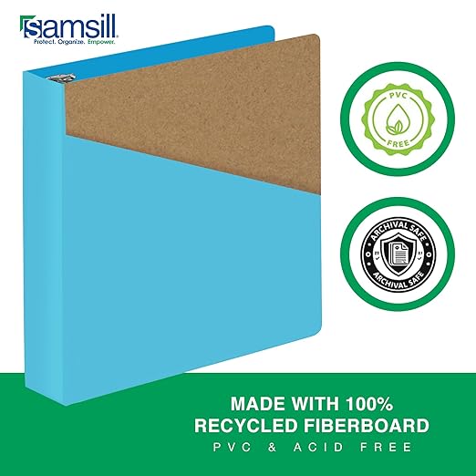 Samsill Durable 2 Inch Binder, D Ring Binder, Customizable Clear View Cover, Sky Blue, Holds 475 Pages
