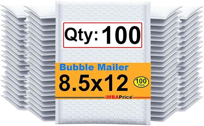iMBAPrice 100#2 (8.5" x 12") Pure White Color SELF Seal Poly Bubble MAILERS Padded Shipping ENVELOPES (Total 100 Bags)