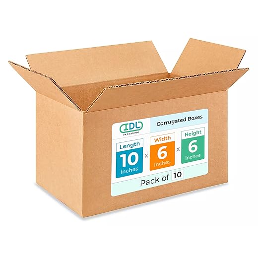 Medium Moving & Shipping Boxes 10x6x6 inches (10-Pack) - Extra Strength 200 lb vs Regular - Corrugated Packing Boxes for Delivery - Durable Cardboard Box - Shipping Box Medium by IDL Packaging | Extra Strength 200 lb vs Regular - Corrugated Packing Box...