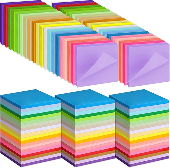 100 Pack Sticky Notes 3x3 Inch Colorful Self Stick Note Pads | 20 Colors, 50 Sheets Each, Self Stick Paper, Color Coding, Office Supplies, School, Home, Meetings, Reminders