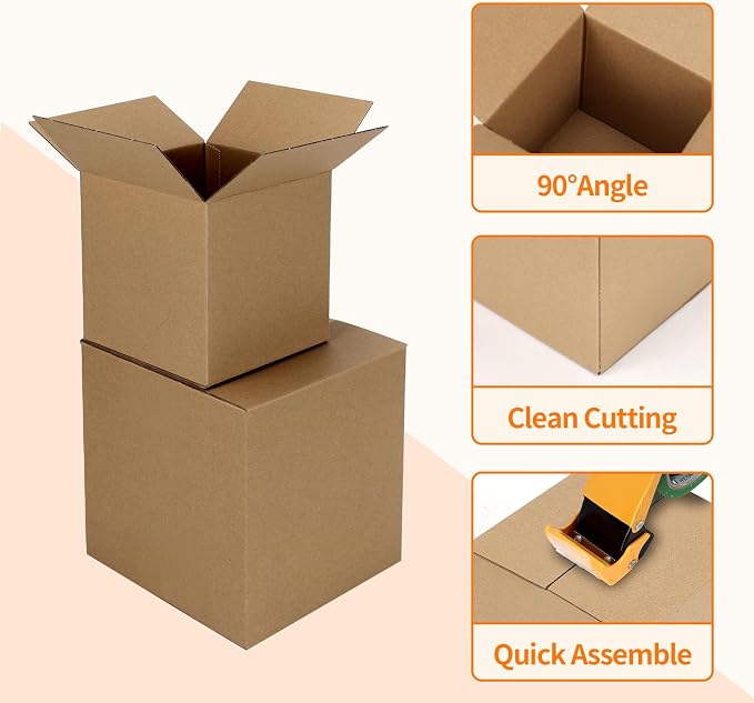 Hoikwo 30 Packs Brown Shipping Boxes Mixed Sizes | 15 PCS Each of 8x8x8, 6x6x6 Cardboard Box for Small Business Packaging and Mailing