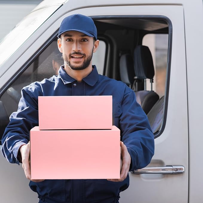 Shipping Boxes Medium 9x6x4 Inches, 30 Pack Mailer Packaging Boxes Bulk, Pink Corrugated Cardboard Boxes for Small Business Mailing Packing