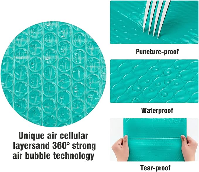HBlife 25Pcs Bubble Mailers, 8.5x12 Inches Self Seal Teal Poly Mailers, Padded Envelopes Shipping Bags Packaging for Small Business