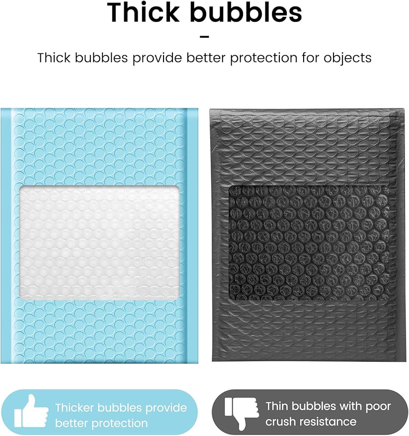 GSSUSA Bubble Mailers 6x10 Inches Padded Envelopes 600 Pack Usable Size 6x9" Small Envelope Bags Shipping Bag Bulk Pack Self Seal Package Mail Packing Business Supplies, Light Blue