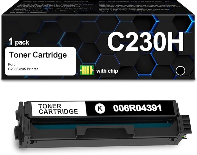 C235 C230 Black Toner Cartridge High Yield with Chip 006r04391 Compatible with Xerox C230 C230DNI C235 C235DNI Printers (1Pack)