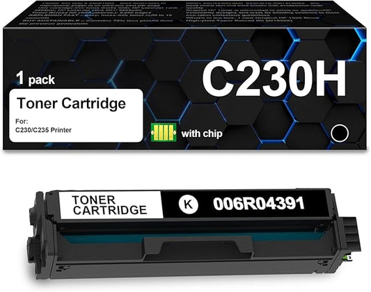 C235 C230 Black Toner Cartridge High Yield with Chip 006r04391 Compatible with Xerox C230 C230DNI C235 C235DNI Printers (1Pack)