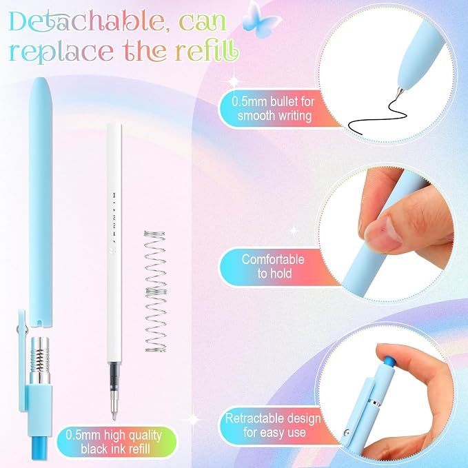 Epakh Gel Pens, 10 Pcs 0.5mm Quick Dry Black Ink Fine Point Smooth Writing Pens High End Series Retractable Aesthetic Ballpoint for Office School Supplies Women Men Gifts(Macaron Color,Classic)