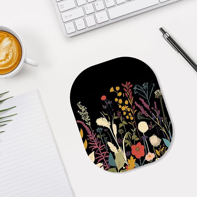 Small Mouse Pad, 6 x 7 Inch, Oval Mini Mouse Pad with Non-Slip Rubber Base for Laptop Wireless Mouse Keyboard Tray Mousepad, Beautiful Flowers and Plants
