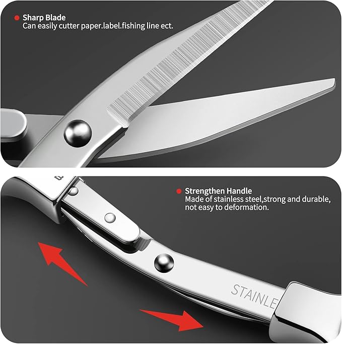 3 PCS Folding Small Scissors, Secure Keychain Scissors, Stainless Steel Retractable Mini for Office, Travel, Fishing