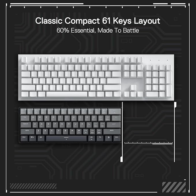 Redragon K617 GB Rapid Trigger HE Gaming Keyboard, 60% 61 Keys Wired Mechanical Keyboard w/Hyper-Fast Actuation, Dedicated Hall Effect Magnetic Switch, Actuation Point Adjustable, 8K Hz Polling Rate