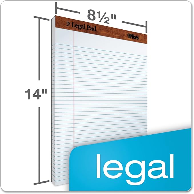 Tops 7573 Perforated Everyday Writing Legal Pad, 8.5 x 14 Inch, White, 12 Count (Pack of 1)