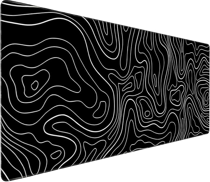 Large Extended Mouse Pad with Stitched Edges 35.4"x15.7" - Waterproof Desk Mat, Non-Slip Rubber Base for All-Desk Coverage, Perfect for Gaming Office Home, Black White