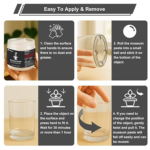 12 oz Exhibits Fixing Gel for Museum, Removable Clear Museum Paste Putty Wax, Reusable & No Residue, Fixed Collection Artifacts and Decorations to Prevent Vibration, Falling