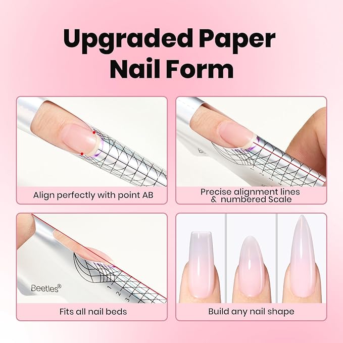 Beetles Builder Gel for Nails-3 Colors 9 in 1 Nail Extension Sculpting Building,Clear Nude Pink Hard Gel Kit with Base Top Coat for Pros Women,UV & LED Lamp Cured Needed