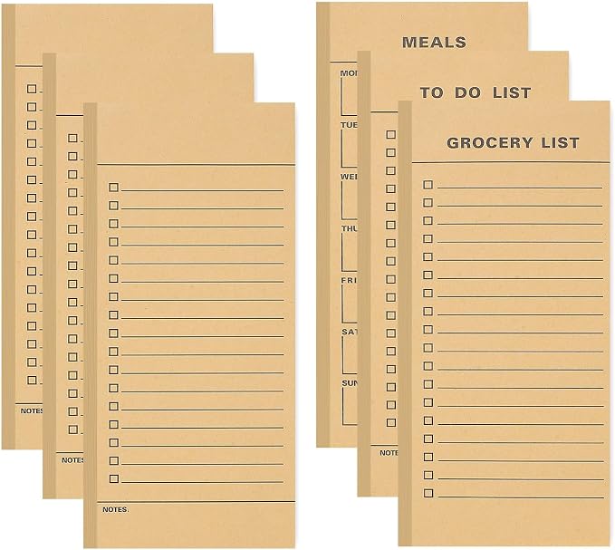 Utron 6 Pack Vintage Magnetic Notepads for Refrigerator, 50 pages/book Grocery List Magnet Pad for Fridge, Design MagneticGrocery List Pad for Fridge, Grocery List Notepad, To-Do List