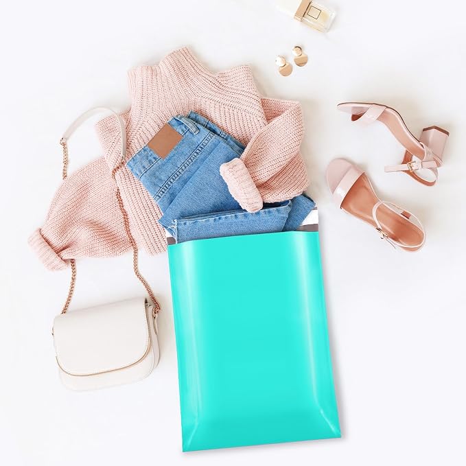 Fuxury 500Pcs Poly Mailers 14.5x19", Bulk Shipping Bags for Clothing Teal | Strong Adhesive Shipping Envelopes for Small Business Suppliers,Waterproof Mailers Poly Bags Mailing Envelopes