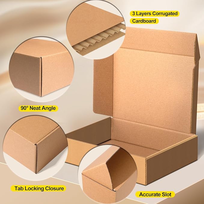 9x6x2 inches Shipping Boxes Set of 50, Corrugated Cardboard Boxes Literature Mailer Boxes Gift Boxes Small Boxes for Shipping Wrapping Mailing Packaging Small Business, Brown