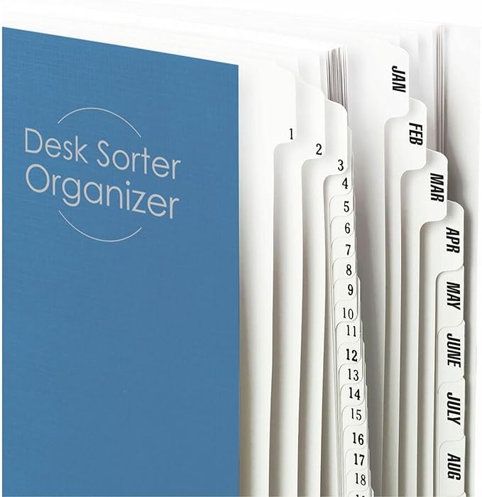 Smead Desk File/Sorter, Daily (1-31) and Monthly (Jan-Dec), 43 Dividers, Letter Size, Dark Blue (89235)
