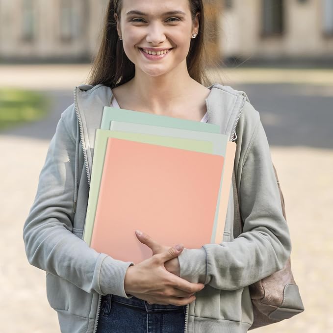 GNL Plastic Folders with Pockets, Pack of 5, Muted Pastel Colors, Heavy Duty 2 Pocket File Folders Letter Size, Pocket Folders for School, Home, and Office