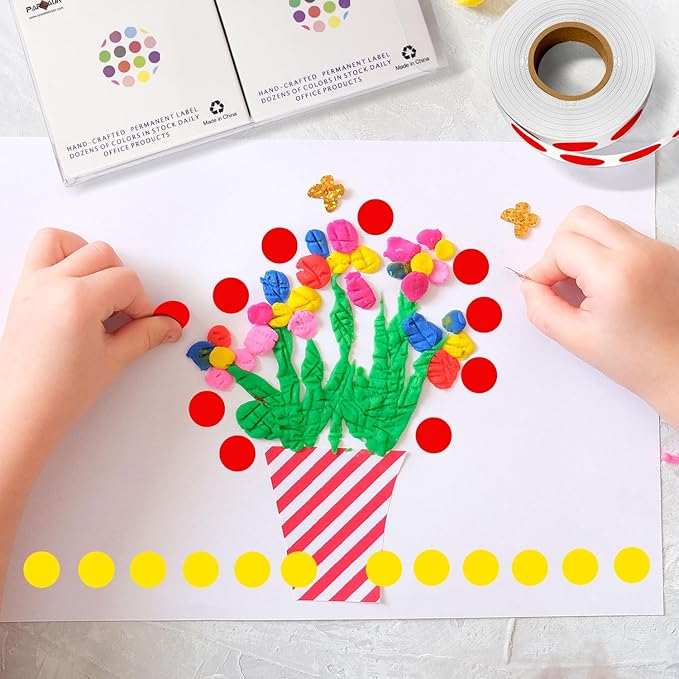 PARLAIM 1/2" Circle Dot Stickers 2 Rolls Pack 2000 Color Coded Labels for Home Commerce Business, Red + Yellow