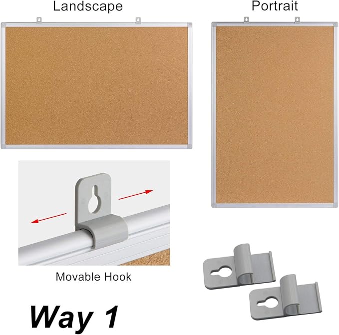 Cork Board Bulletin Board 20 x 30 Inches, Silver Aluminium Framed Corkboard, Office Board for Wall Cork, Large Wall Mounted Notice Pin Board