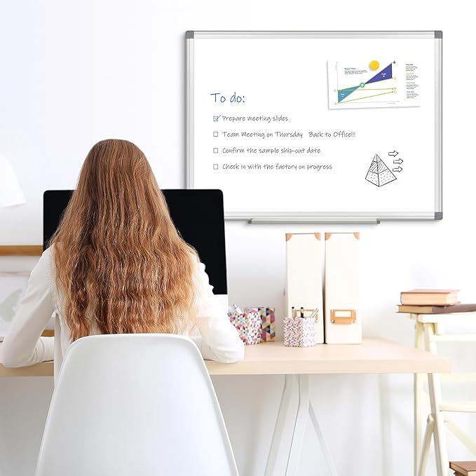 Double Sided Magnetic White Board, 48"x36" Dry Erase Whiteboard for Wall with Aluminum Frame Large Presentation Board for School, Office and Home