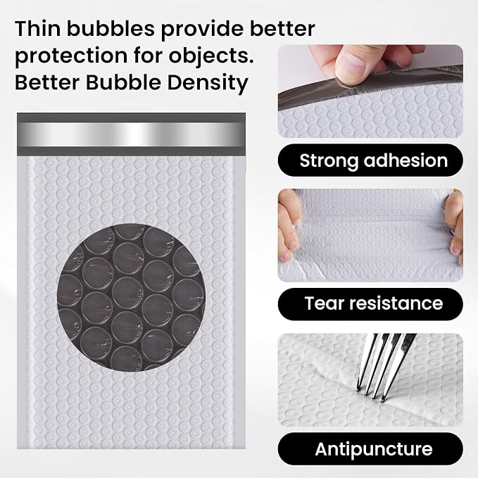 Bubble Mailers 6x10inch 100Pack Grey Bubble Mailers Self-Seal Padded Mailing Envelopes Bubble Opaque Padded Mailer for Small Businesses to Package and Mail Jewelry Cosmetics#0（white，grey）