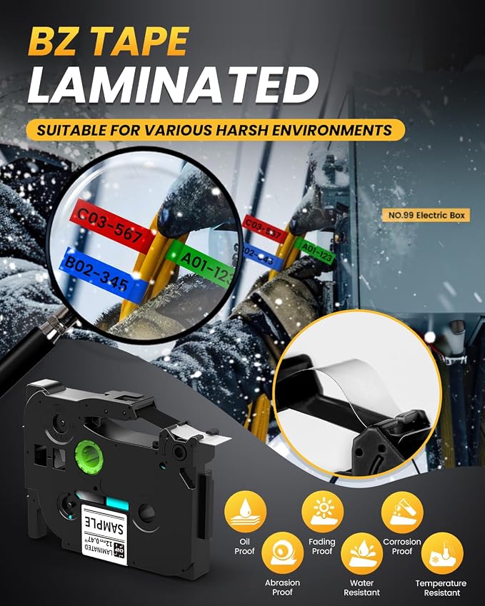 Vixic Label Maker Waterproof-Labels, E1000 Industrial Wire Cable Labelmaker | Heat Shrink Labeler Machine, Handheld Electric Label Makers with Keyboard, Laminated-Tape for Electrician IT Network Office