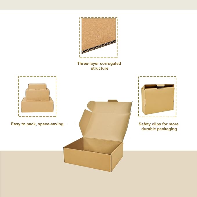 12x9x4 Inches Shipping Boxes, White Corrugated Cardboard Literature Mailer for Small Business, Set of 20 Packaging Supplies