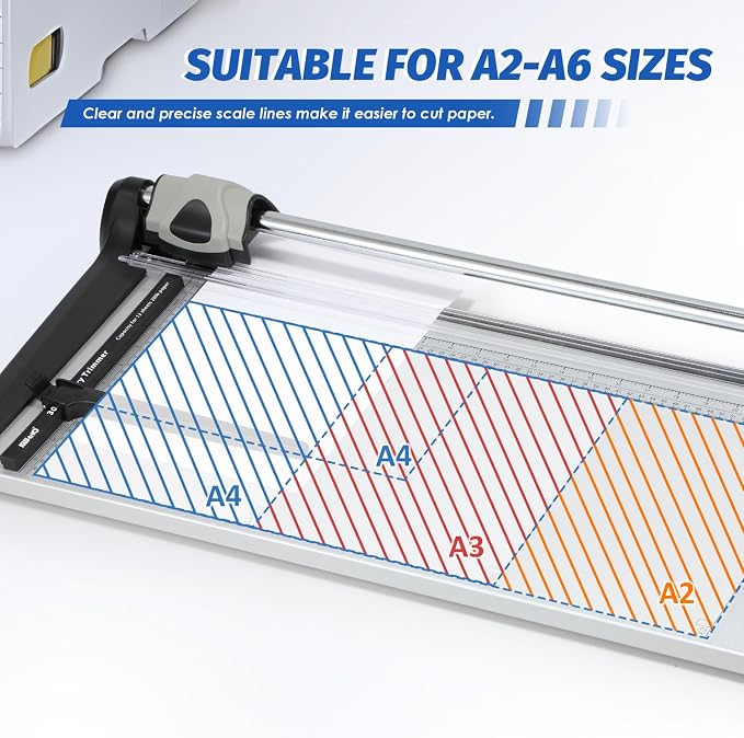 670mm(26.37") Rotary Paper Trimmer, 15 Sheets Heavy Duty Paper Trimmer | Sharp & Safe Blade, Effective for A2-A6 Sizes, Commercial Grade Rotary Paper Cutter for Home/Office/School, Black & Silver