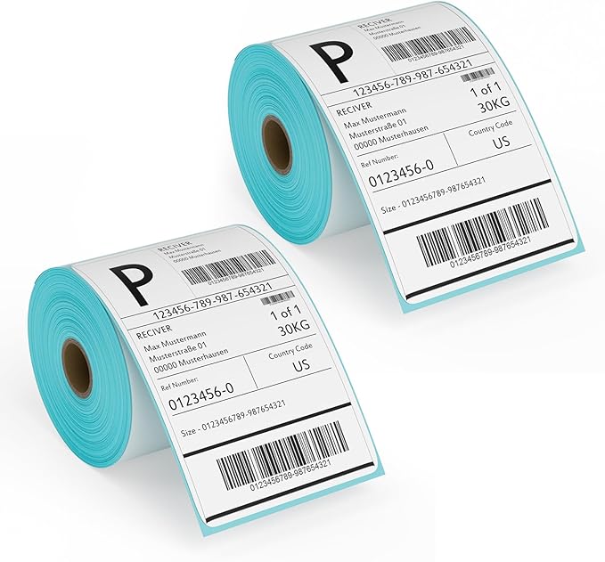 2 Rolls 4x6 Thermal Labels, 900 Labels,Direct Shipping Labels for Zebra & Rollo Label Printer, Strong Adhesive, White Thermal Printer Label, 450Pcs/Roll