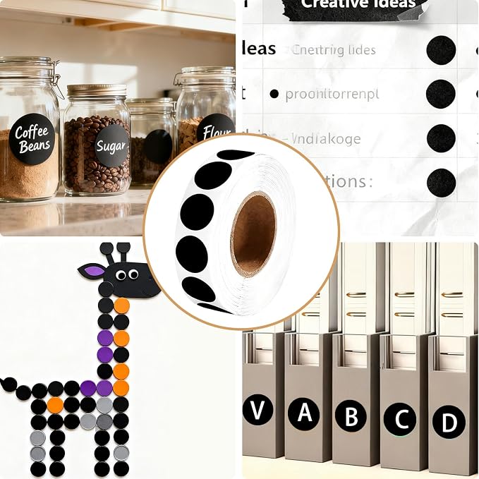 1000 Pcs Round Stickers 1 Inch Color Circle Dot Stickers Small Code Labels for Office Shop Yard Sale Home Classroom Marking (Black, 1 inch)