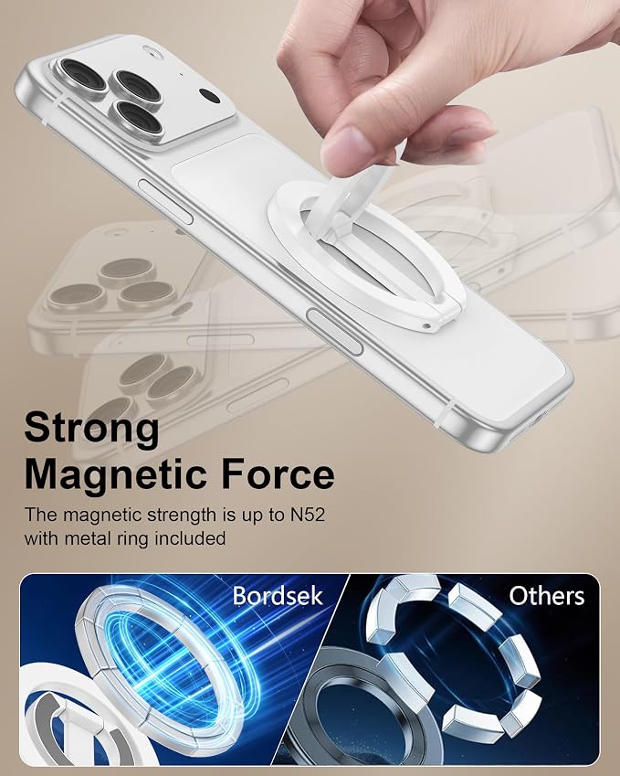 Magnetic Phone Ring Holder for iPhone 17 Pro Max/17Pro/Air/17/16 Pro/15/14 | MagSafe Finger Grip Kickstand, 360°Adjustable Two-Sided Magnetic Cellphone Loop for Magnet Car Mount Stand for Galaxy, Pixel